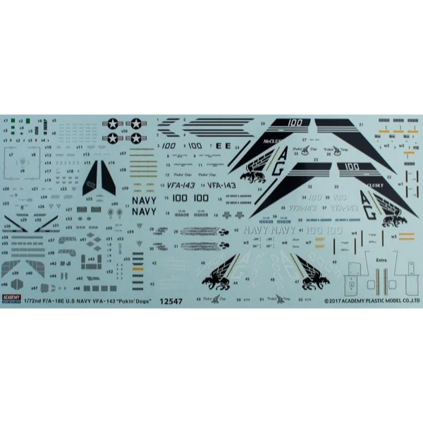 Academy 12547 1/72 USN F/A-18E VFA-143 "Pukin Dogs" Super Hornet - Image 7