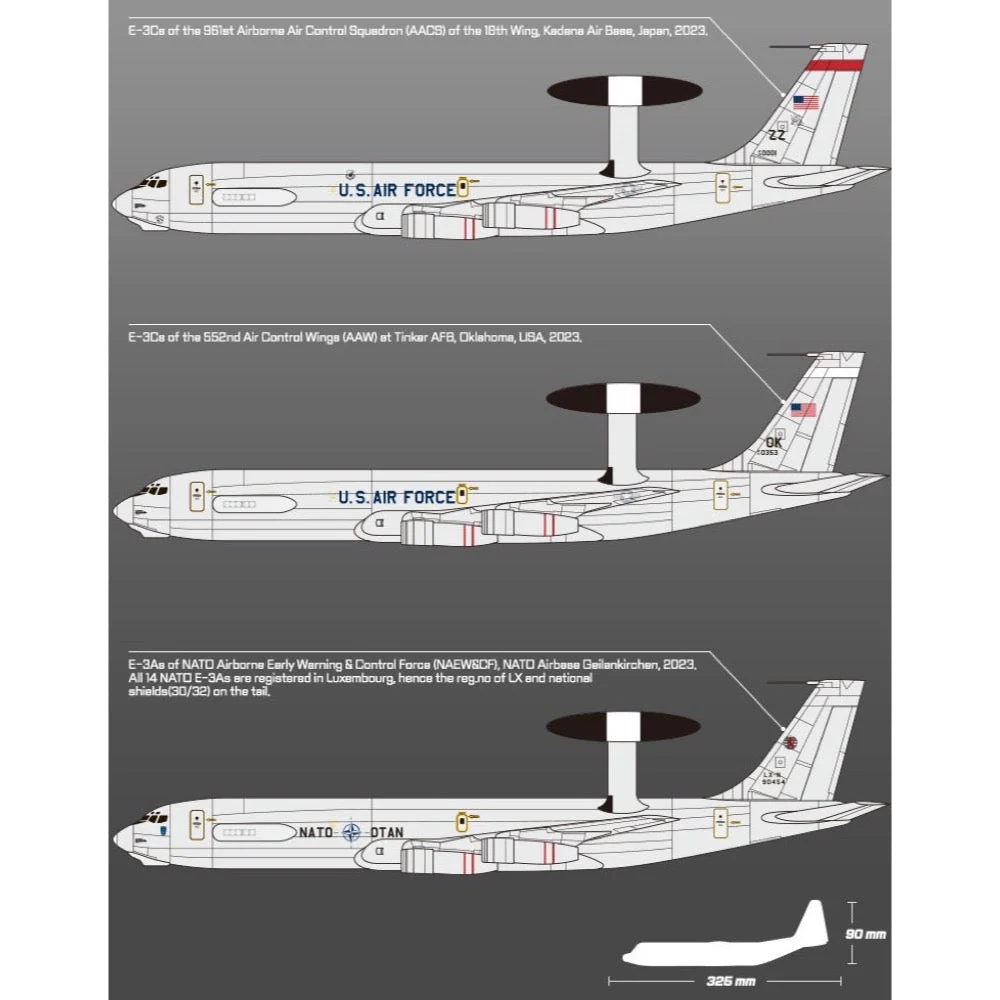 Academy 12629 1/144 USAF BoeingE-3G AEWnC Sentry AWACS - Image 3