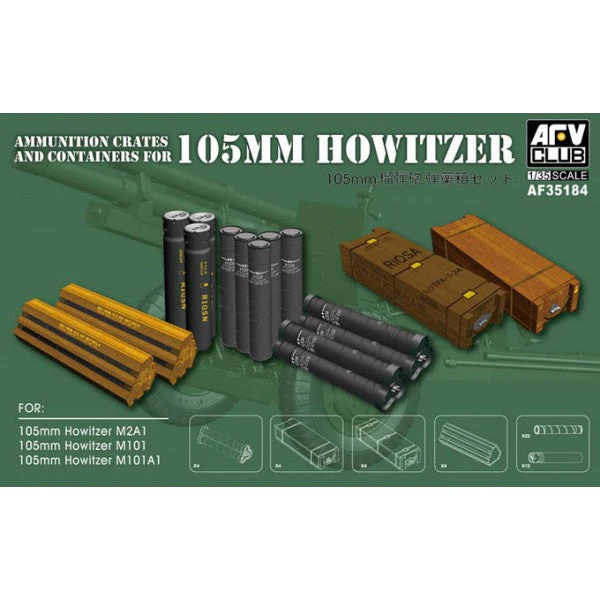 AFV 35184 1/35 105mm Howitzer Ammo and Accessories