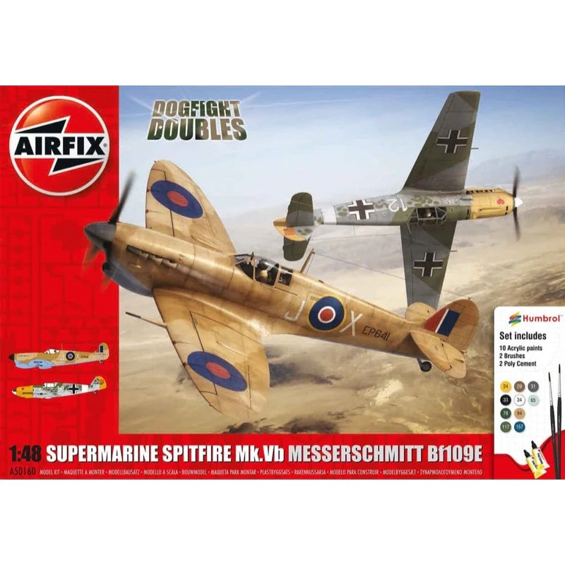 Airfix A50160 1/48 Supermarine Spitfire Mk.Vb Messerschmitt Bf109e Dogfight Double Gift Set