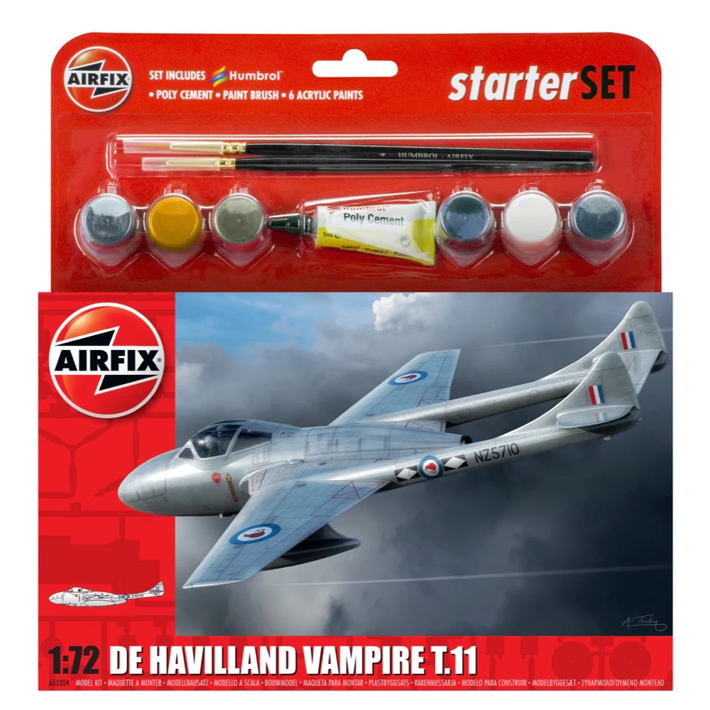 Airfix A55204 1/72 De Havilland Vampire T11 Starter Set NZ Air Force