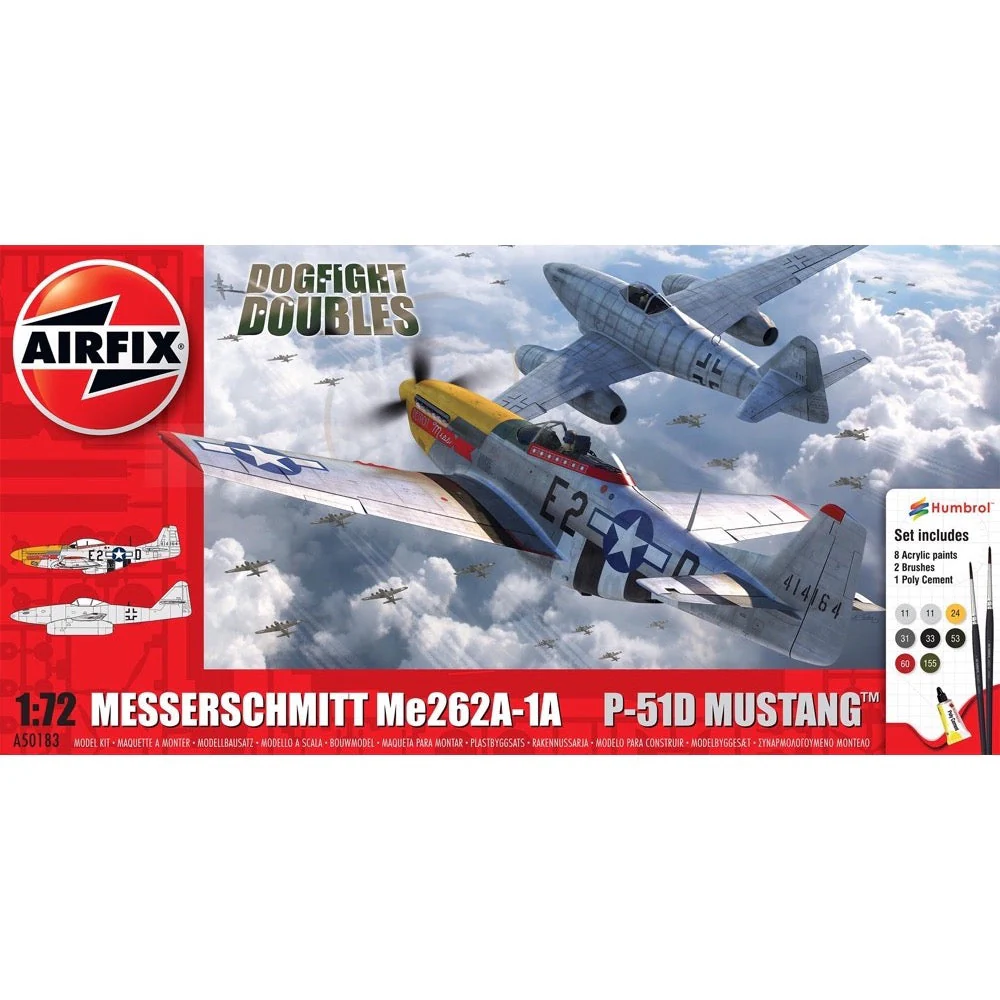 Airfix A50183 1/72 Messerschmitt Me262 and P-51D Mustang Dogfight Double Gift Set