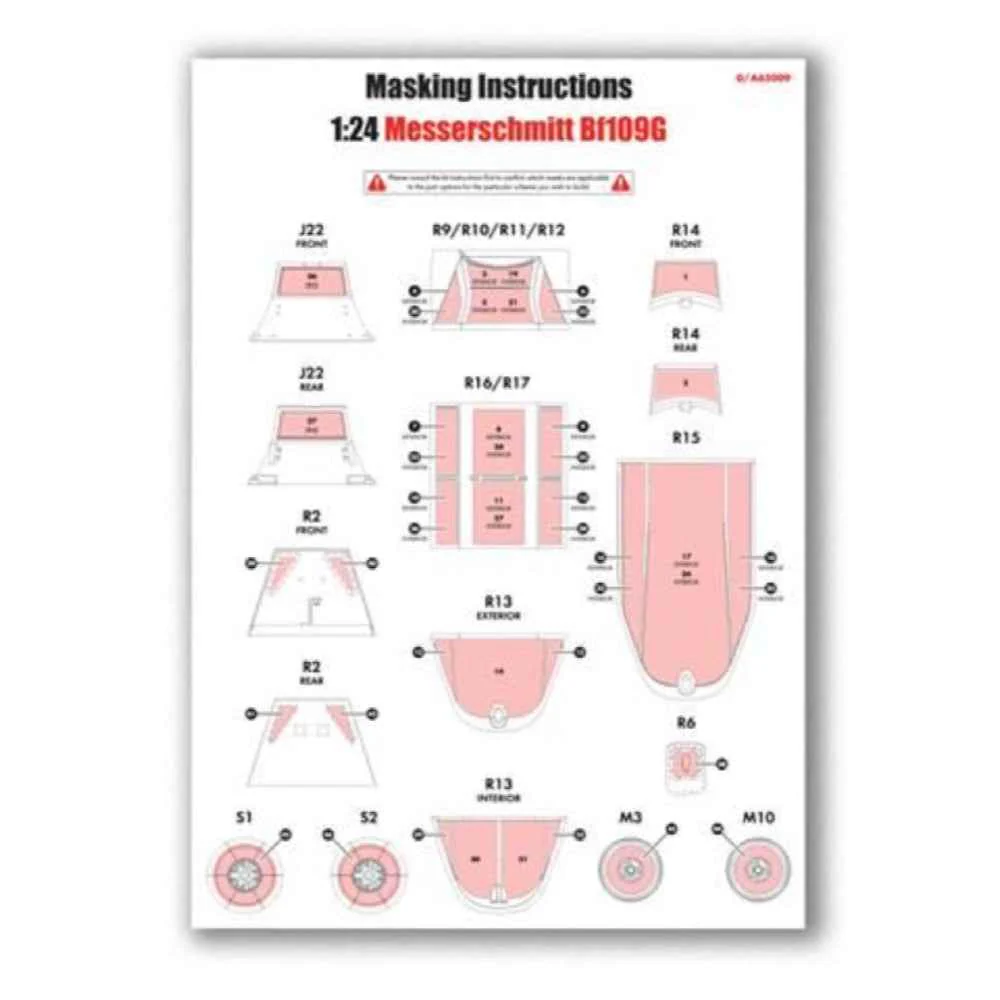 Airfix A65009 Masking Set for 1/24 Messerschmitt Bf109G-5/6 - Image 2
