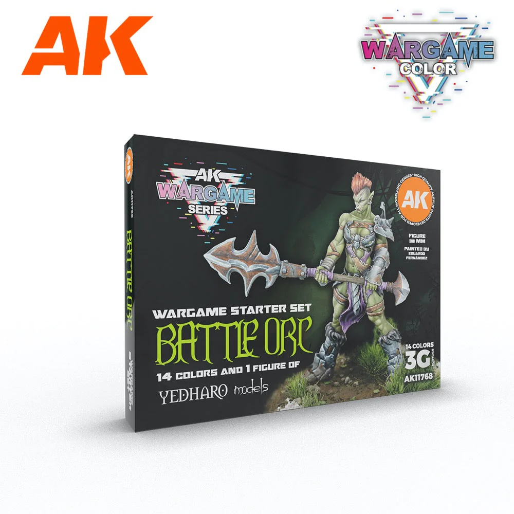 AK 11768 Battle Orc Wargame Acrylic Paint with Figure Starter Set (3rd Generation)