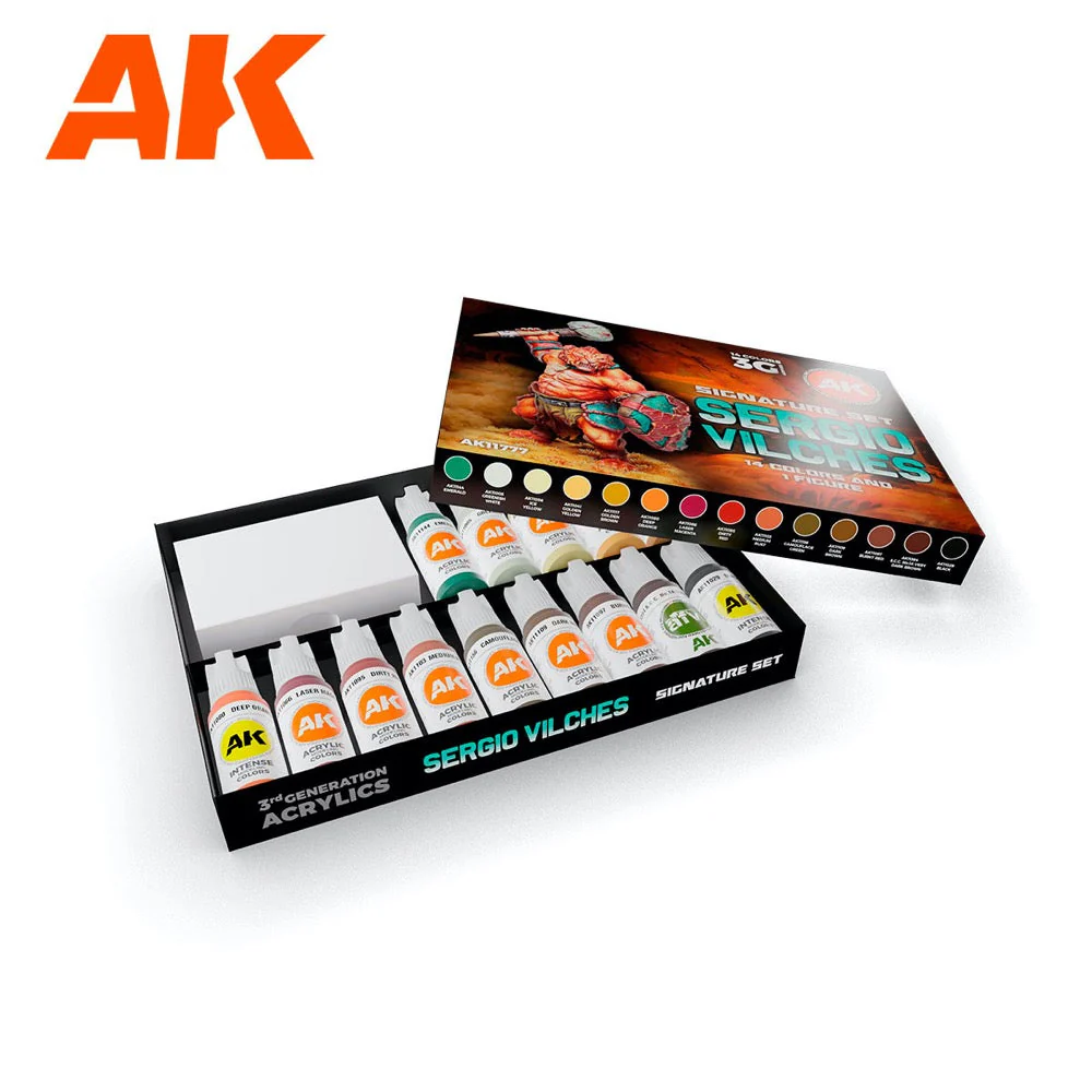 AK 11777 Signature Set Sergio Vilches 14 Acrylic Paints with Figure Starter Set (3rd Generation) - Image 2