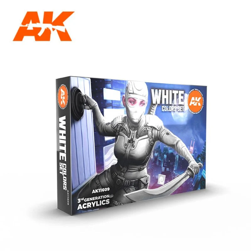 AK Interactive 11609 3rd Generation Acrylics White Colours Set - Image 4