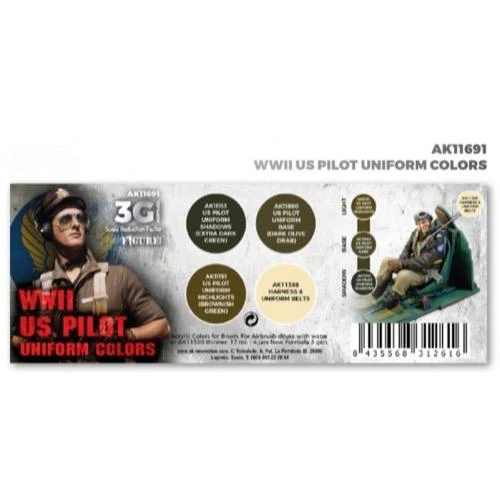 AK Interactive AK11691 Air Series WWII US Uniform Colors (3rd Generation)