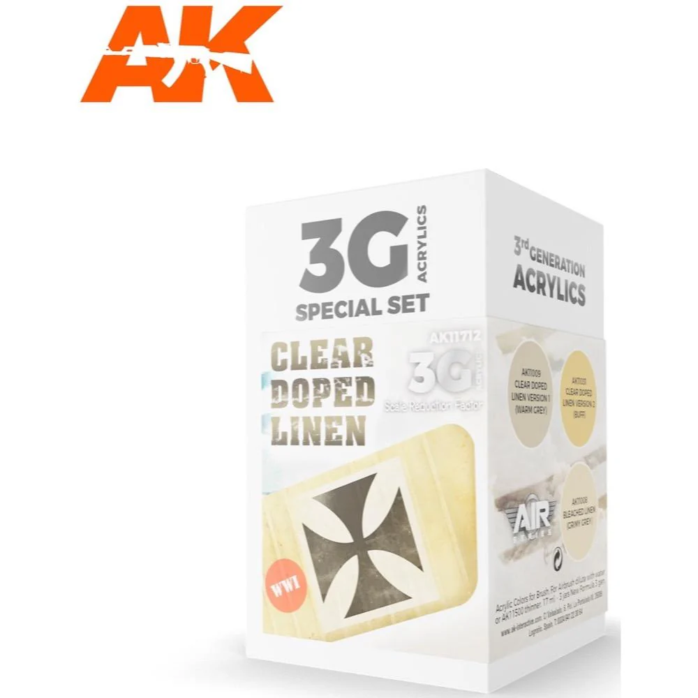 AK Interactive AK11712 Air Series Clear Doped Linen Acrylic Paint Set (3rd Generation)