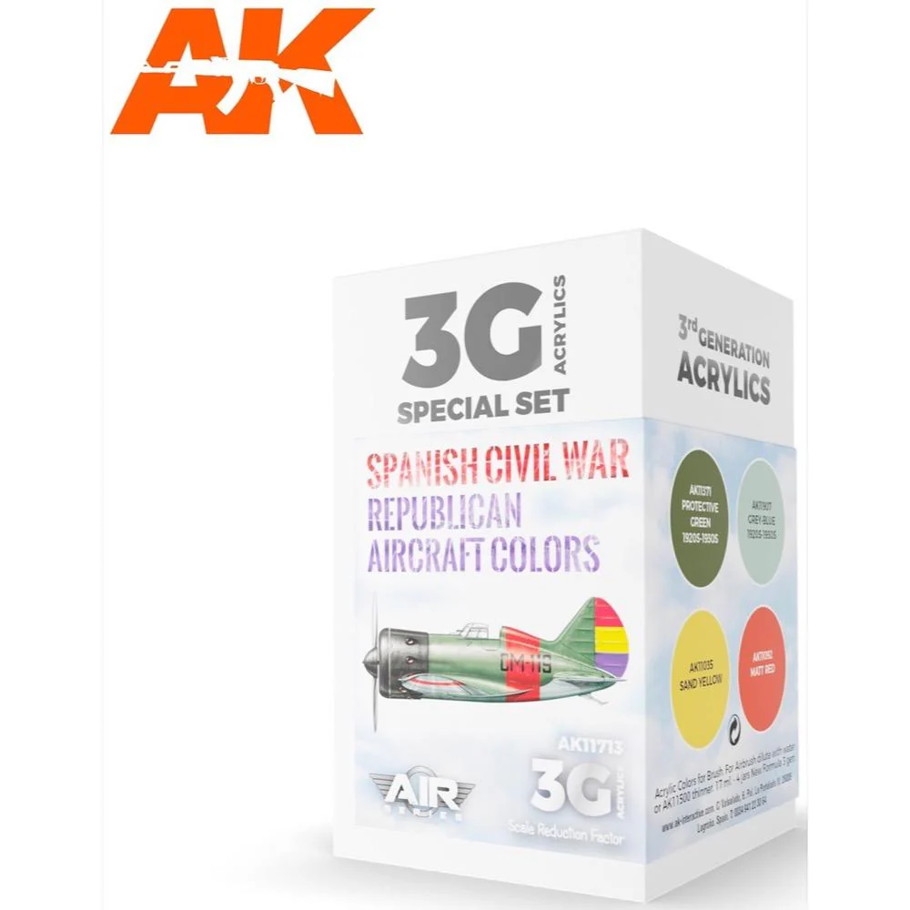 AK Interactive AK11713 Air Series Spanish Civil War. Republican Aircraft Colors Acrylic Paint Set