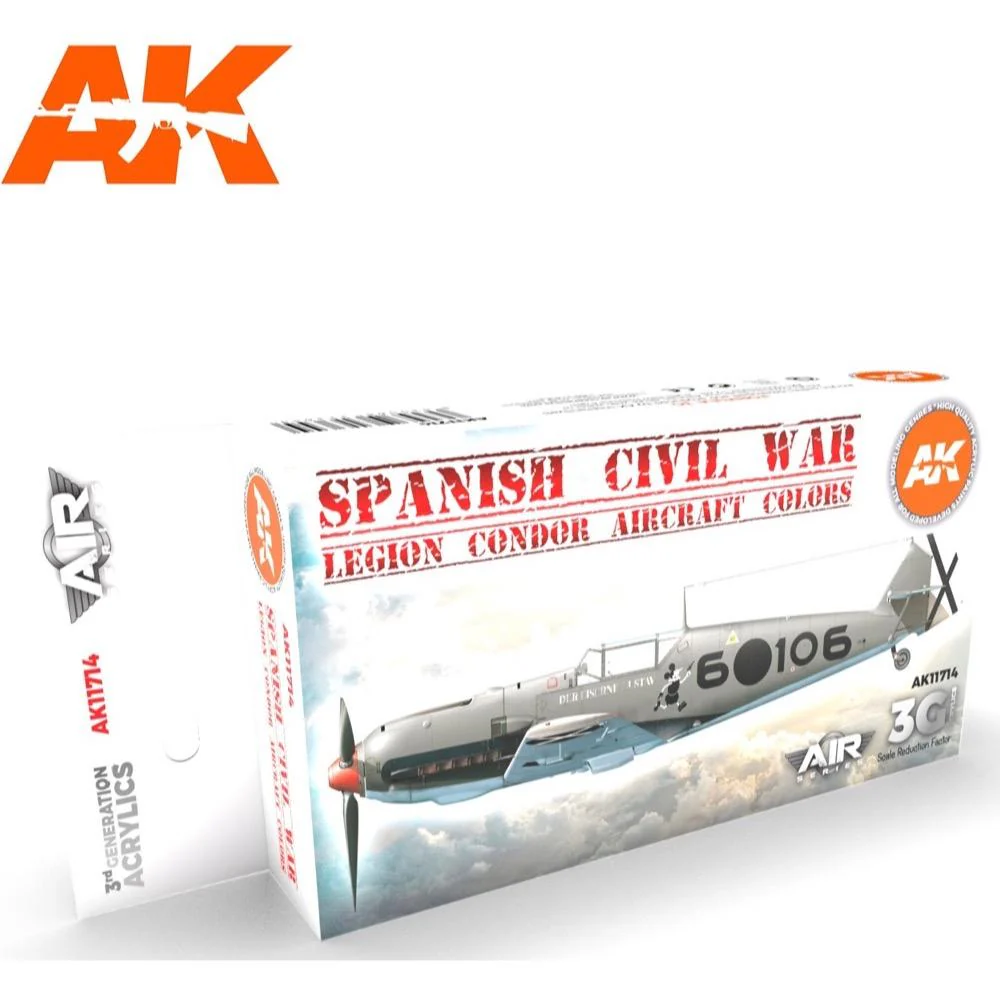 AK Interactive AK11714 Air Series Spanish Civil War. Legion Condor Aircraft Acrylic Paint Set (3rd Generation)