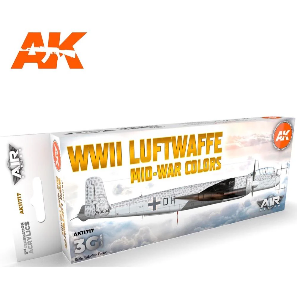 AK Interactive AK11717 Air Series WWII Luftwaffe Mid-War Colors Acrylic Paint Set (3rd Generation)