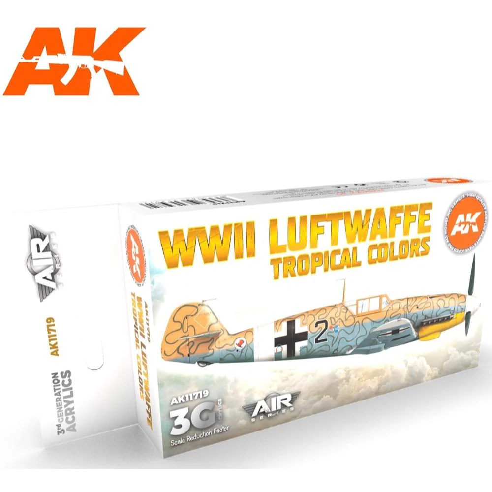 AK Interactive AK11719 Air Series WWII Luftwaffe Tropical Colors Acrylic Paint Set (3rd Generation)