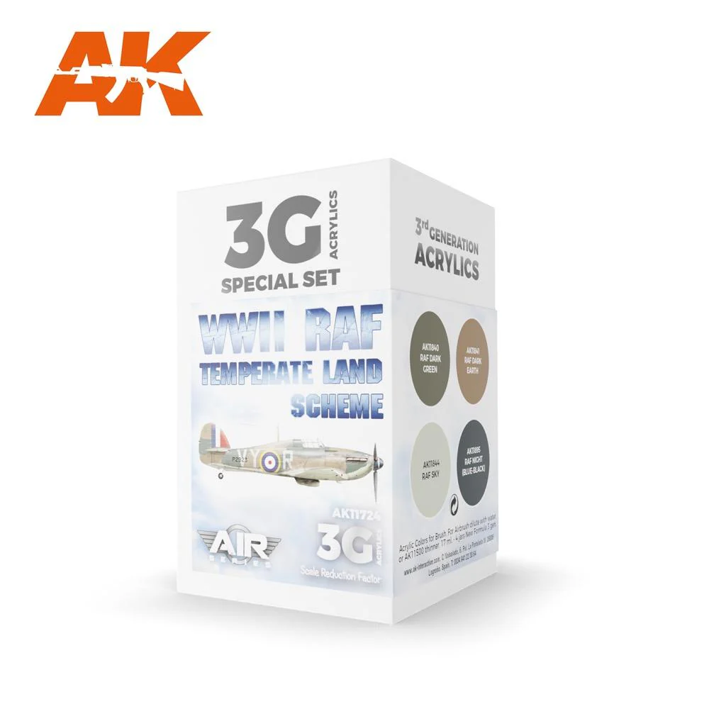 AK Interactive AK11724 Air Series WWII RAF Temperate Land Scheme Acrylic Paint Set (3rd Generation)