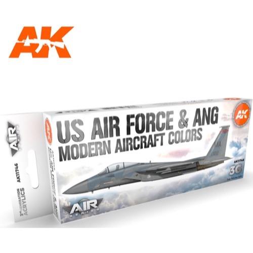 AK Interactive AK11746 Air Series US Air Force & ANG Modern Aircraft Colors Acrylic Paint Set (3rd Generation)