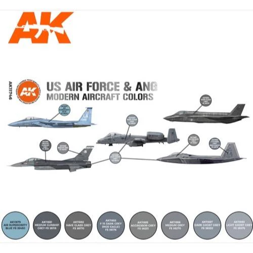 AK Interactive AK11746 Air Series US Air Force & ANG Modern Aircraft Colors Acrylic Paint Set (3rd Generation) - Image 2
