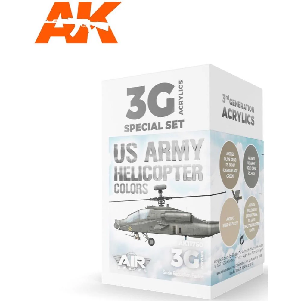 AK Interactive AK11750 Air Series US Army Helicopter Colors Acrylic Paint Set (3rd Generation)