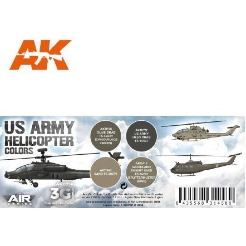 AK Interactive AK11750 Air Series US Army Helicopter Colors Acrylic Paint Set (3rd Generation) - Image 2