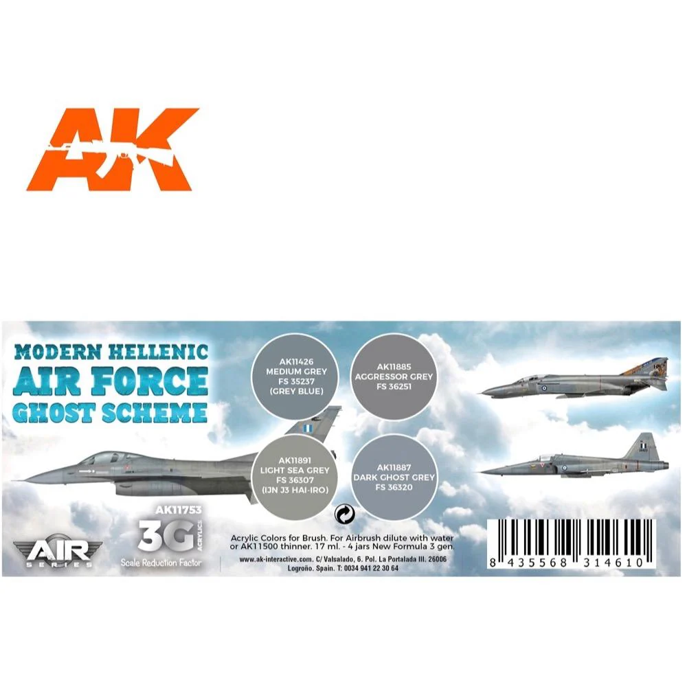 AK Interactive AK11753 Air Series Modern Hellenic Air Force Ghost Scheme Acrylic Paint Set (3rd Generation) - Image 2