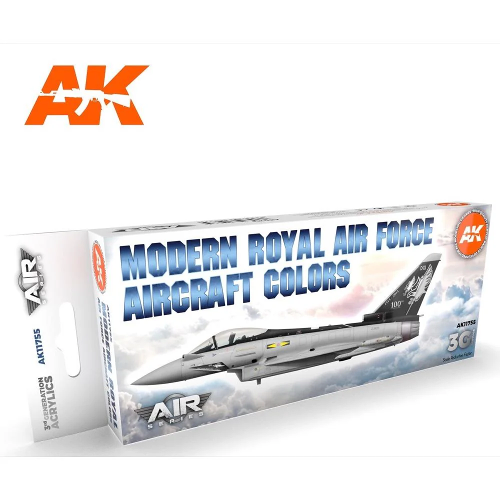 AK Interactive AK11755 Air Series Modern Royal Air Force Aircraft Colors Acrylic Paint Set (3rd Generation)