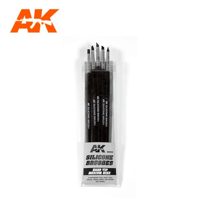 AK Interactive 9088 Silicone Brushes Hard Tip Medium 5pc