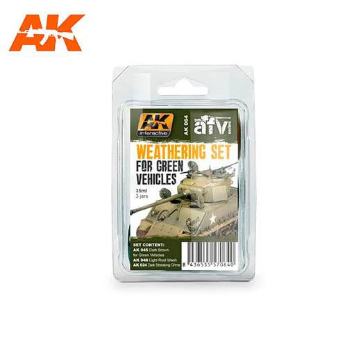 AK Interactive AK064 Weathering Green Vehicles Set Enamel