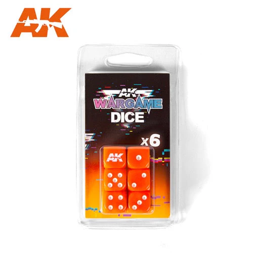 AK Interactive AK1061 Wargame 6 Sided Dice Set Orange 6pc
