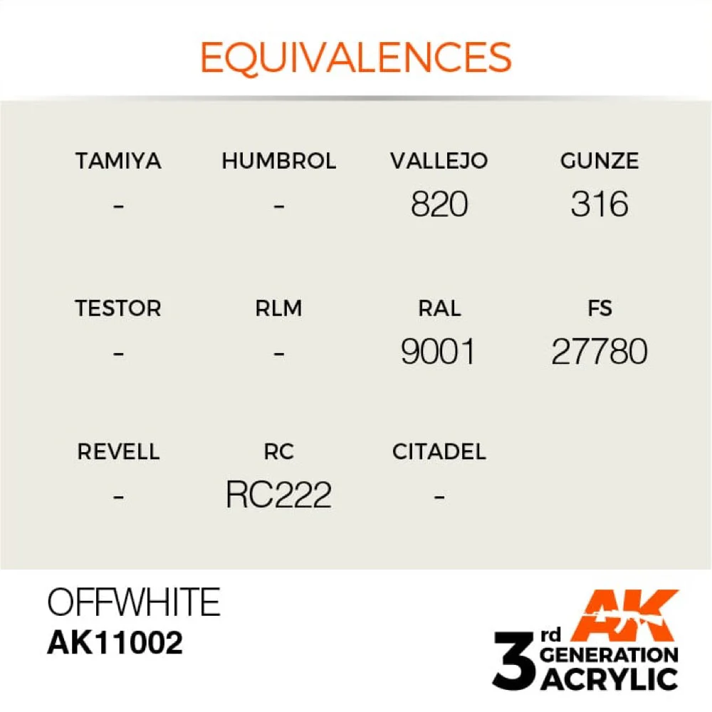AK Interactive AK11002 Offwhite Acrylic Paint 17ml (3rd Generation) - Image 3
