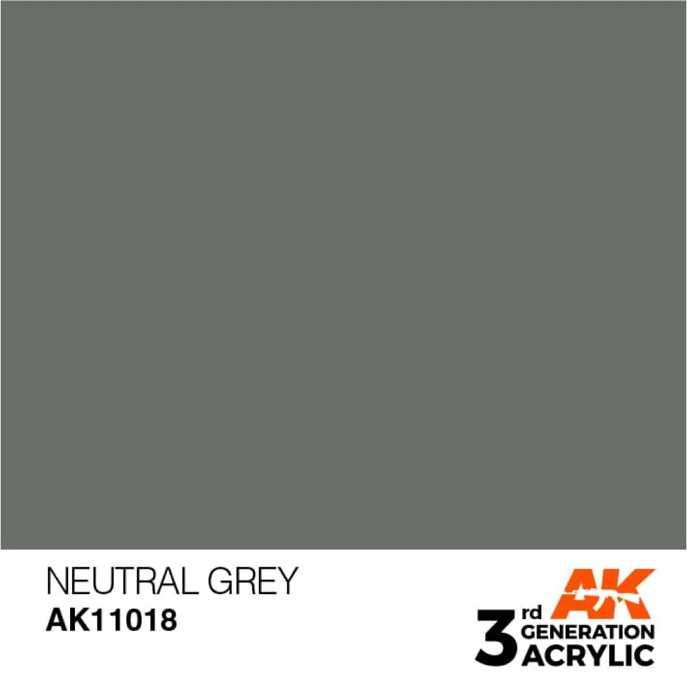 AK Interactive AK11018 Neutral Grey Acrylic Paint 17ml (3rd Generation) - Image 2