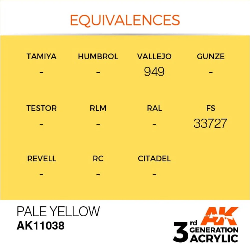 AK Interactive AK11038 Pale Yellow Acrylic Paint 17ml (3rd Generation) - Image 3