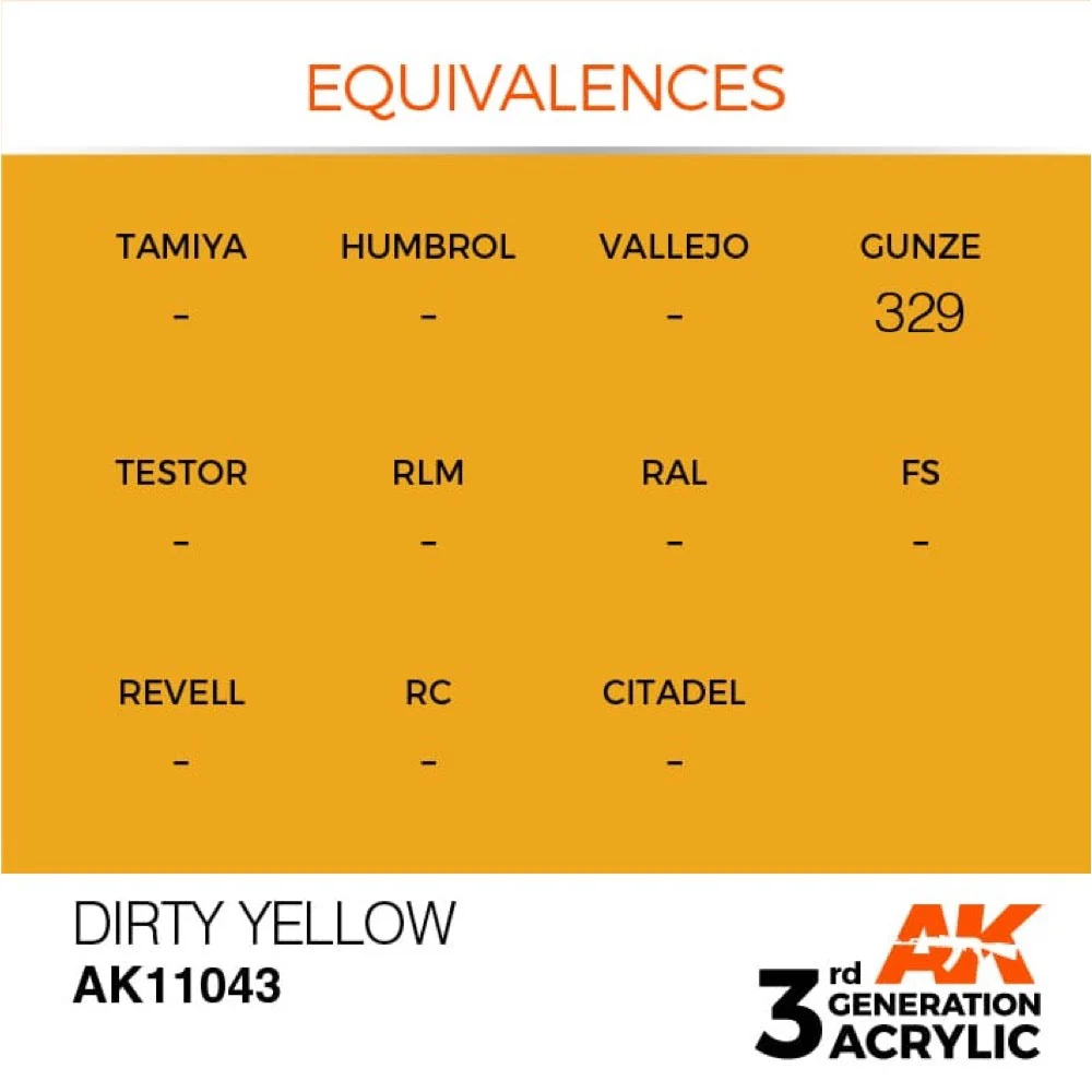 AK Interactive AK11043 Dirty Yellow Acrylic Paint 17ml (3rd Generation) - Image 3