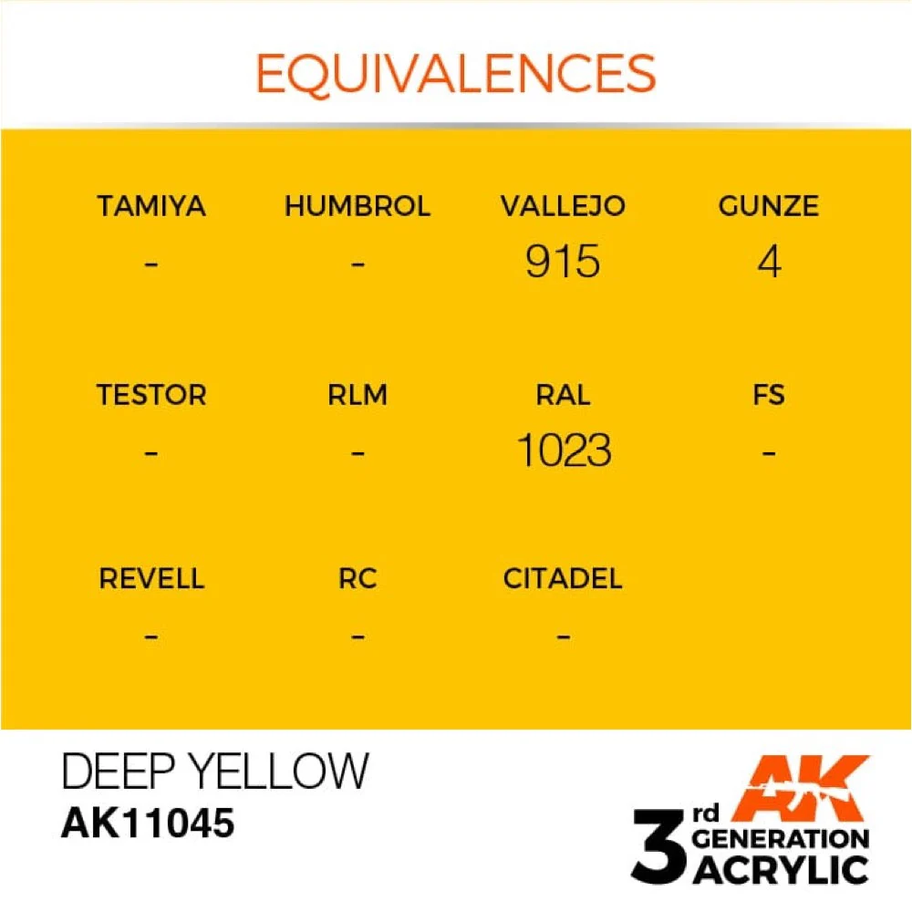 AK Interactive AK11045 Deep Yellow Intense Acrylic Paint 17ml (3rd Generation) - Image 3