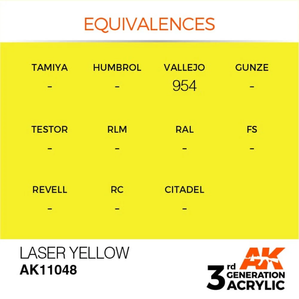 AK Interactive AK11048 Laser Yellow Acrylic Paint 17ml (3rd Generation) - Image 3