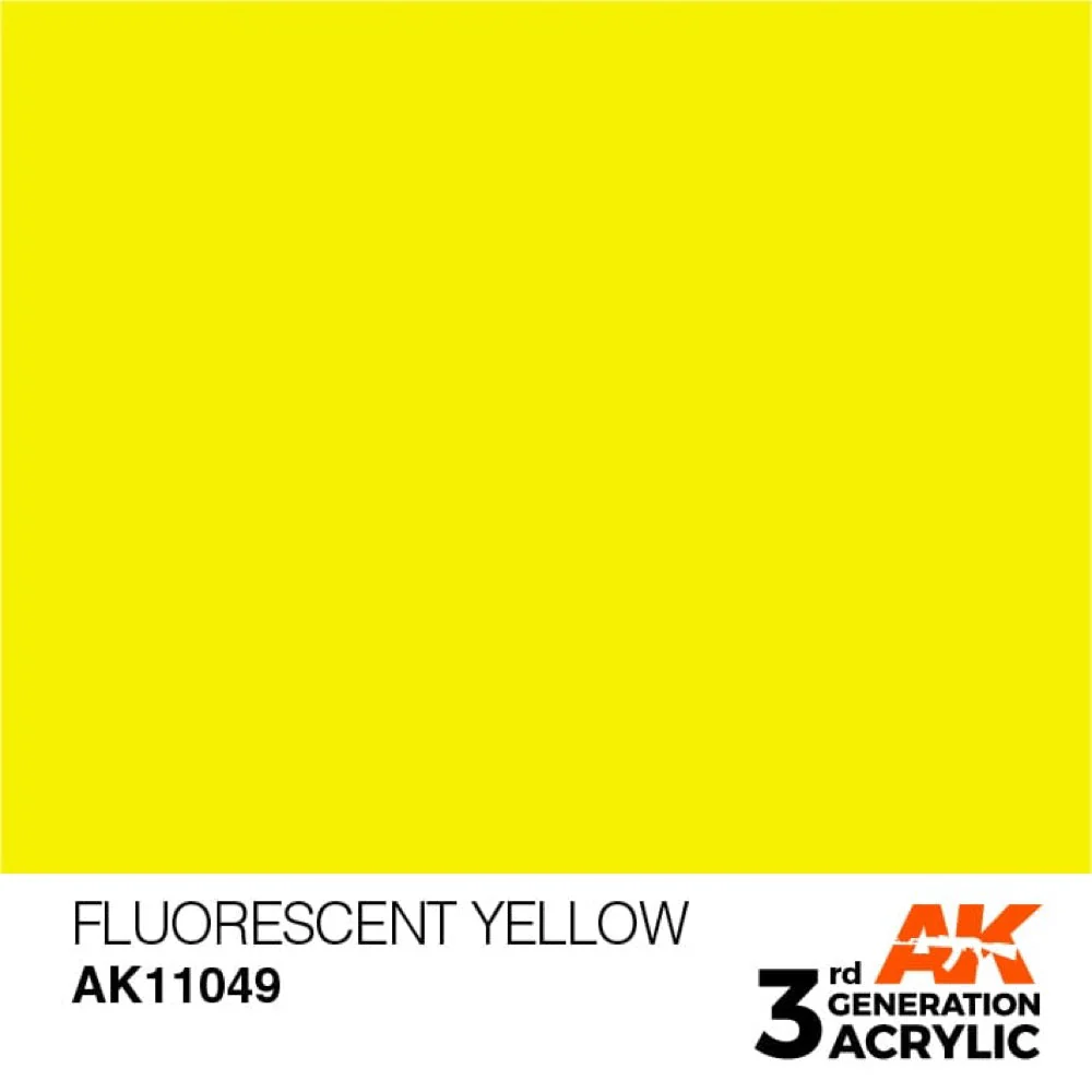 AK Interactive AK11049 Fluorescent Yellow Acrylic Paint 17ml (3rd Generation) - Image 2