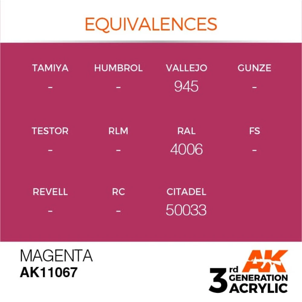 AK Interactive AK11067 Magenta Acrylic Paint 17ml (3rd Generation) - Image 3