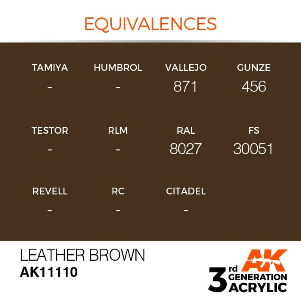 AK Interactive AK11110 Leather Brown Acrylic Paint 17ml (3rd Generation) - Image 2