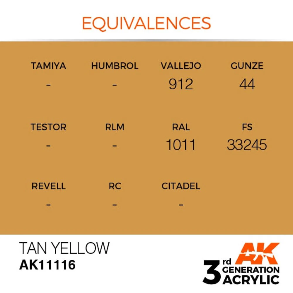 AK Interactive AK11116 Tan Yellow Acrylic Paint 17ml (3rd Generation) - Image 3