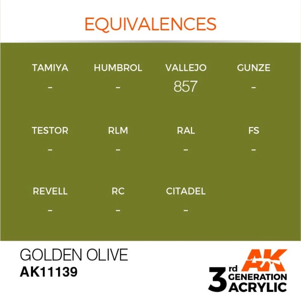 AK Interactive AK11139 Golden Olive Acrylic Paint 17ml (3rd Generation) - Image 3
