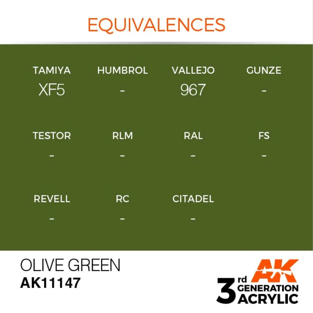 AK Interactive AK11147 Olive Green Acrylic Paint 17ml (3rd Generation) - Image 3