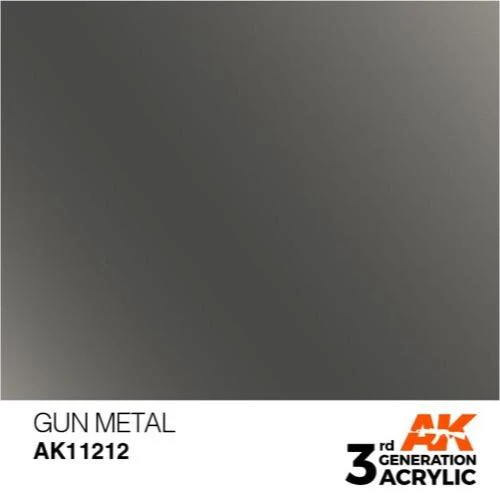 AK Interactive AK11212 Metallic Gun Metal Acrylic Paint 17ml (3rd Generation) - Image 2