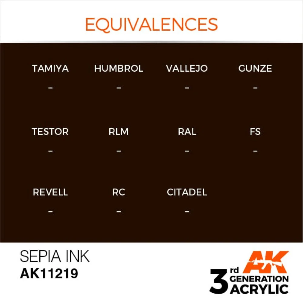 AK Interactive AK11219 Sepia Ink Acrylic Paint 17ml (3rd Generation) - Image 3