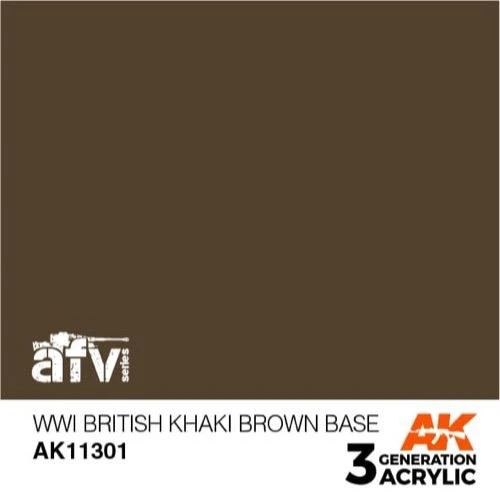 AK Interactive AK11301 AFV Series WWI British Khaki Brown Base Acrylic Paint 17ml 3rd Generation - Image 2