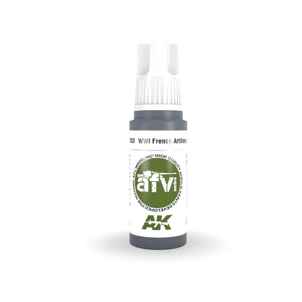 AK Interactive AK11303 AFV Series WWI French Artillery Grey Acrylic Paint 17ml 3rd Generation