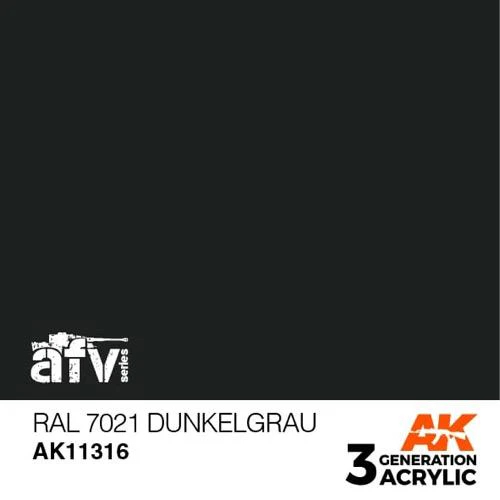 AK Interactive AK11316 AFV Series RAL 7021 Dunkelgrau Acrylic Paint 17ml 3rd Generation - Image 2