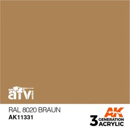 AK Interactive AK11331 AFV Series RAL 8020 Braun Acrylic Paint 17ml 3rd Generation - Image 2