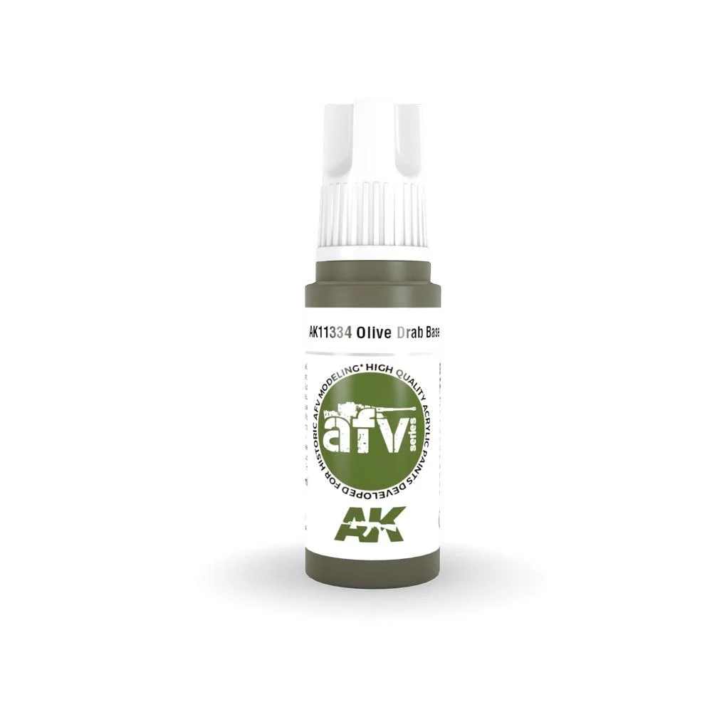 AK Interactive AK11334 AFV Series Olive Drab Base Acrylic Paint 17ml 3rd Generation