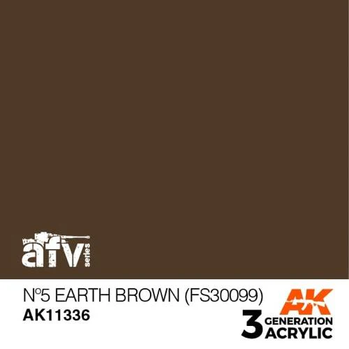 AK Interactive AK11336 AFV Series No.5 Earth Brown FS30099 Acrylic Paint 17ml 3rd Generation - Image 2