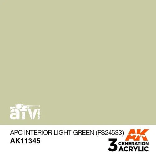 AK Interactive AK11345 AFV Series APC Interior Light Green FS24533 Acrylic Paint 17ml 3rd Generation - Image 2