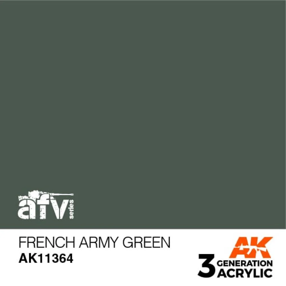 AK Interactive AK11364 AFV Series French Army Green Acrylic Paint 17ml 3rd Generation - Image 2