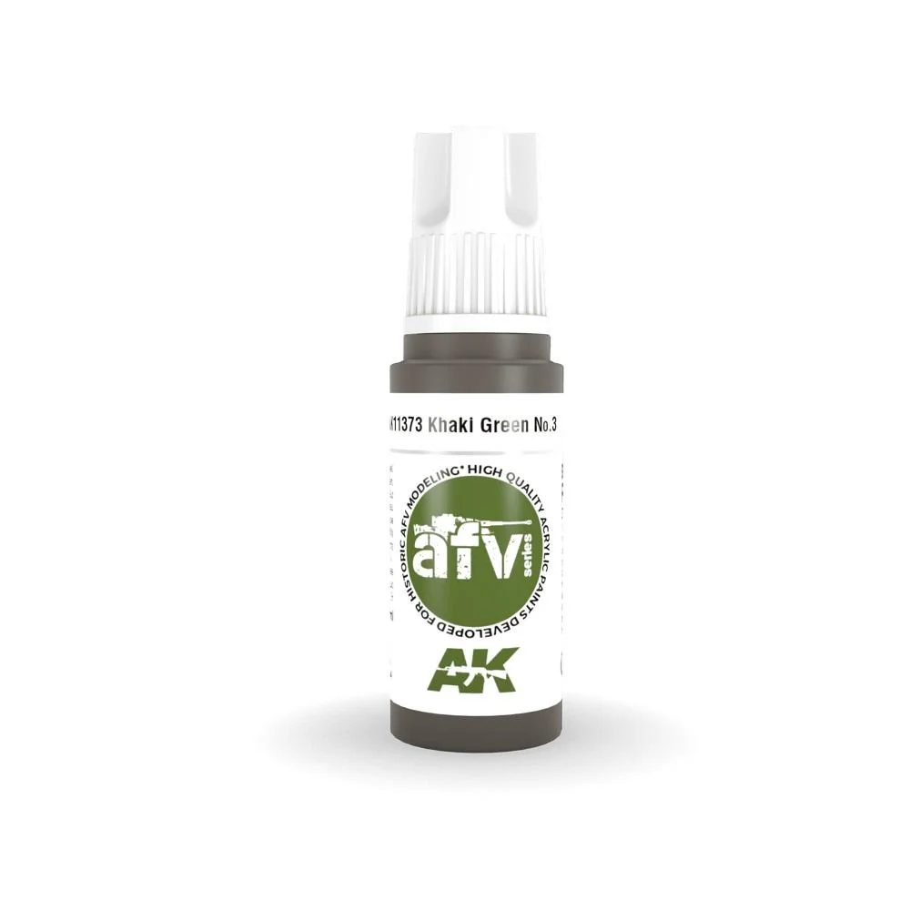 AK Interactive AK11373 AFV Series Khaki Green No.3 Acrylic Paint 17ml 3rd Generation