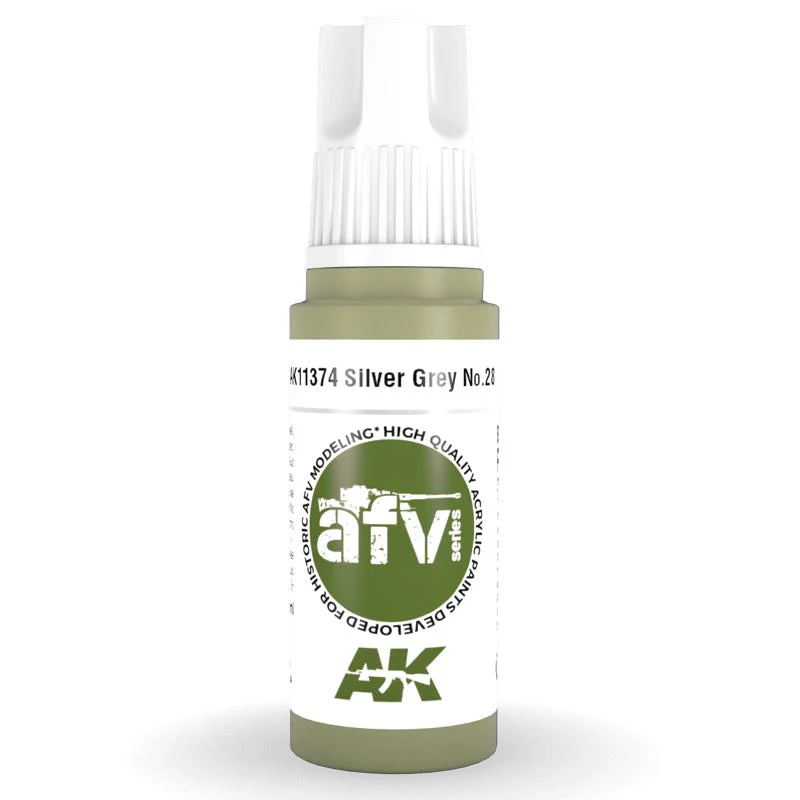 AK Interactive AK11374 AFV Series Silver Grey No.28 Acrylic Paint 17ml 3rd Generation